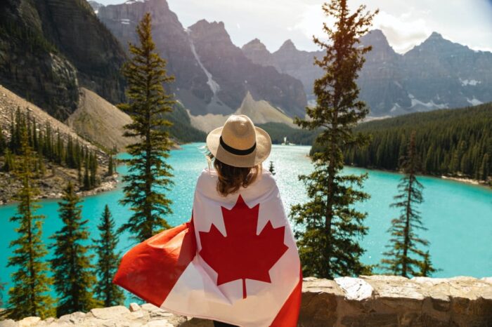 Girl with canada flag